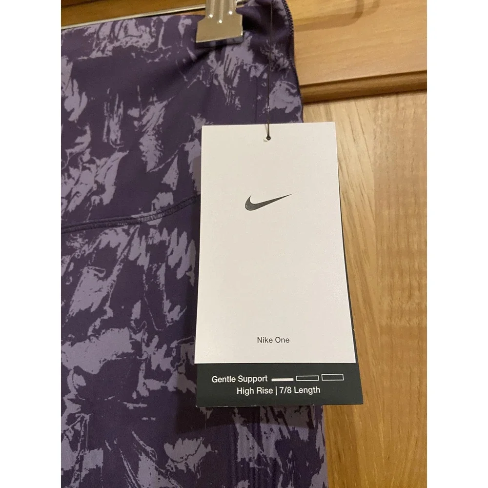 Nike One High Rise Leggings - Purple Pattern Size Small Dri Fit